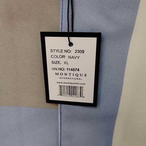 MEN'S MONTIQUE NAVY SQUARE PATTERN SHORT SLEEVE 2 PIECE WALKING SET. - Picture 5 of 9